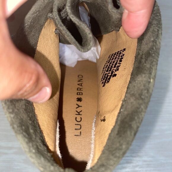 Lucky Brand Ysabel Moss Green Lace Up Wedge 5.5 - Picture 11 of 11